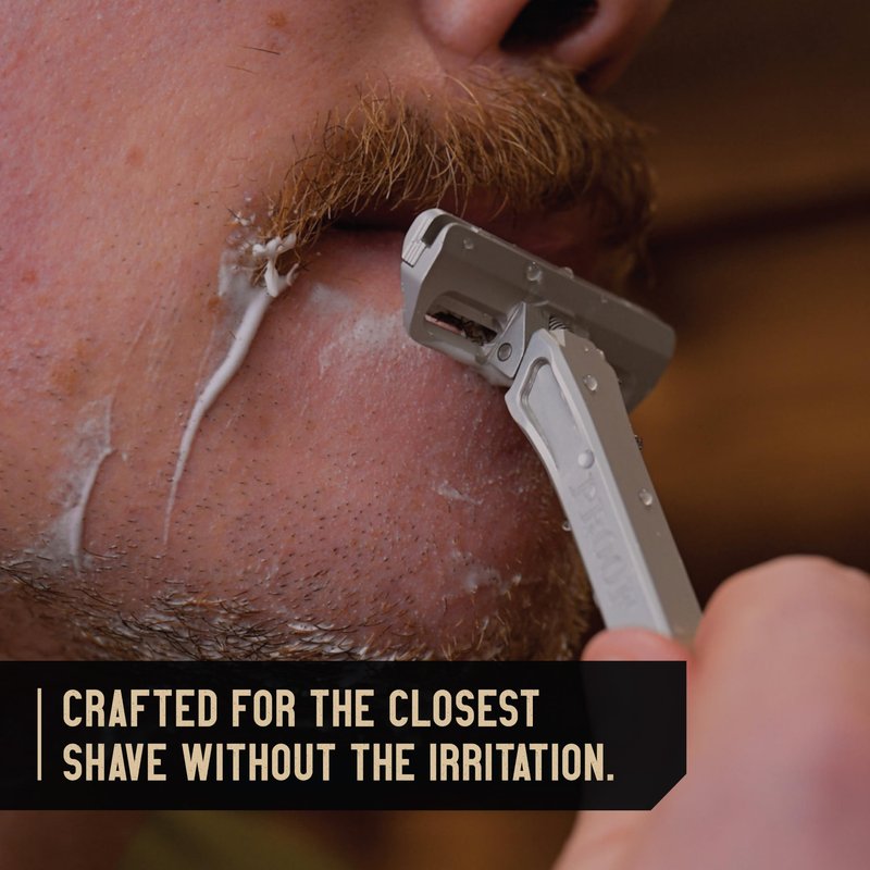 Proof Benchmark 1.0 Single Blade Razor for Men, Machined Aluminum Metal, Made in USA Single Edge Safety Razor with Pivoting Head & Magnetic Cap for Easy Blade Replacement, Includes Leather Case