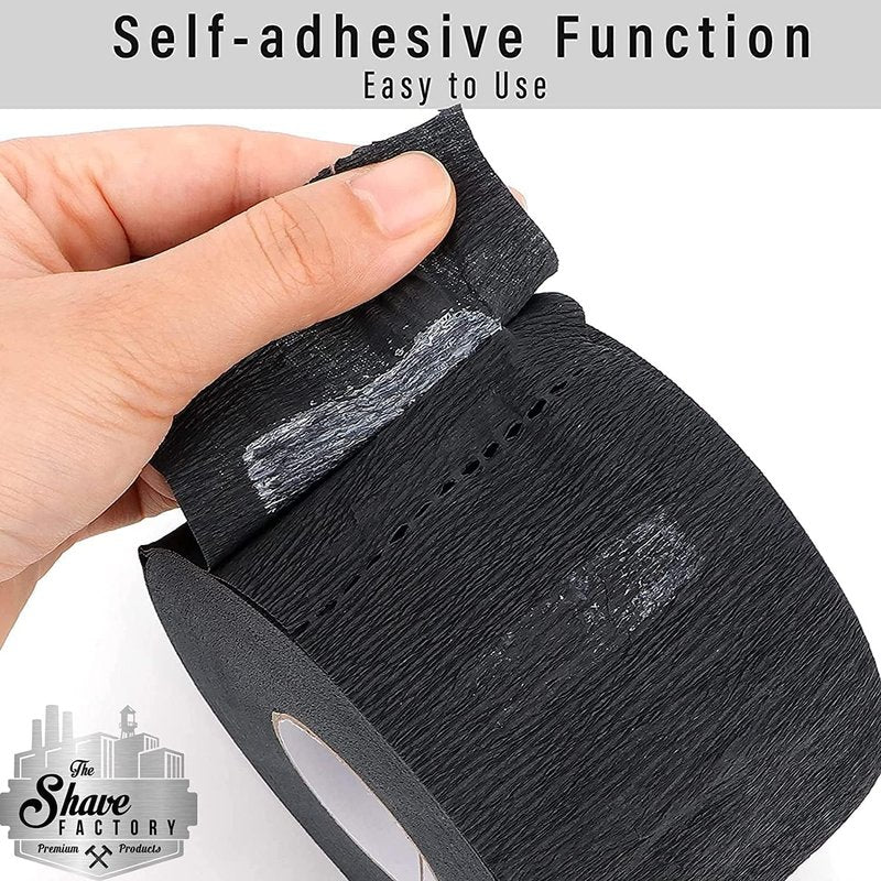 The Shave Factory Neck Strip, Disposable Barber Paper for Neck Strips/Bands, 4 Rolls (Black, Accessory for Professional Barbers and Individual Customers)