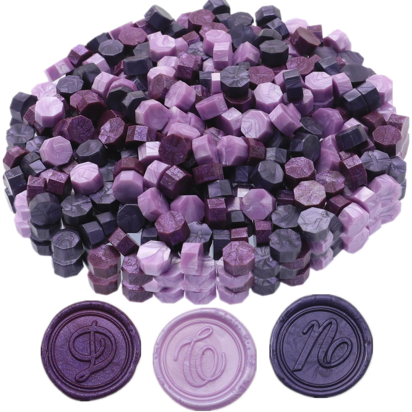 300Pcs Wax Seal Beads, Purple Mix Sealing Wax Beads for Wax Seal Stamp, Lilac Purple Wax Seal Beads Set with 3 Colors Wax Seal Perfect for Gift Sealing, Letter Wax Sealing (Purple Mix)