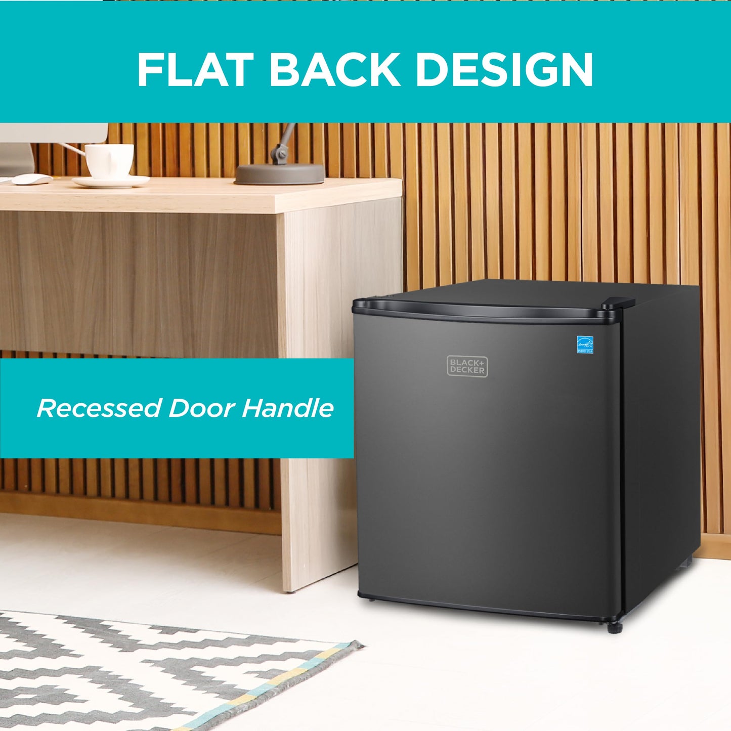 BLACK+DECKER 1.7 Cu. Ft. Compact Refrigerator, ENERGY STAR Certified, Single Door Mini Fridge with Chiller Compartment, Personal Fridge for Home or Dorm Room, R600a Refrigerant, BCRK17B, Black
