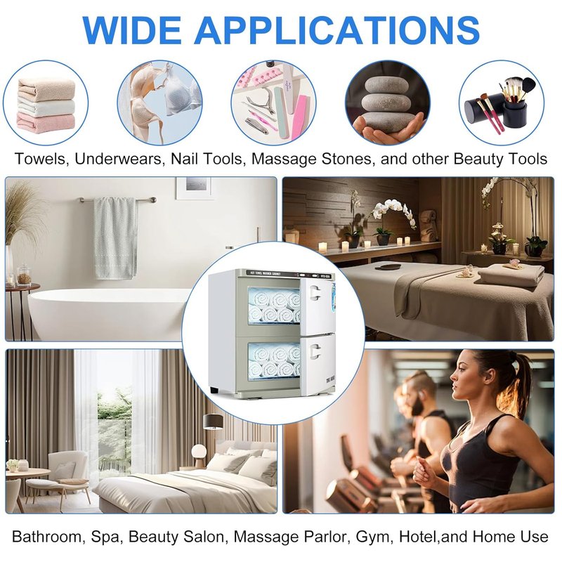 Hot Towel Warmer Cabinet - 32L Professional Double Towel Heater for Spa, Salon & Estheticians | Ideal for Facial & Massage Use