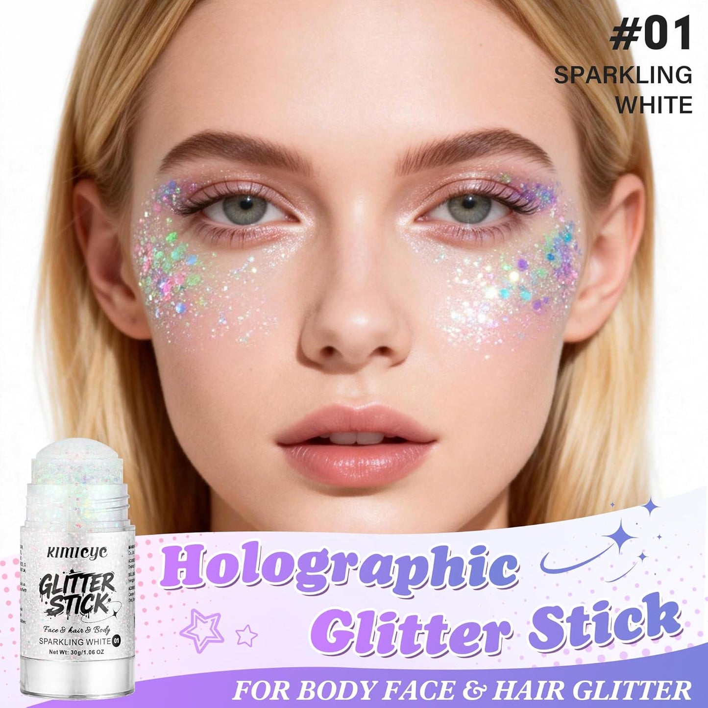 Holographic Glitter Stick for Face & Body - Sparkling Mermaid Sequins | 1.06 oz