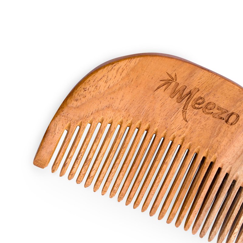 Meezo Neem Wood Beard Comb – Handmade Wooden Comb for Beard & Mustache – Anti‑Static, Eco‑Friendly, Pocket Size, Durable Grooming Tool for Men
