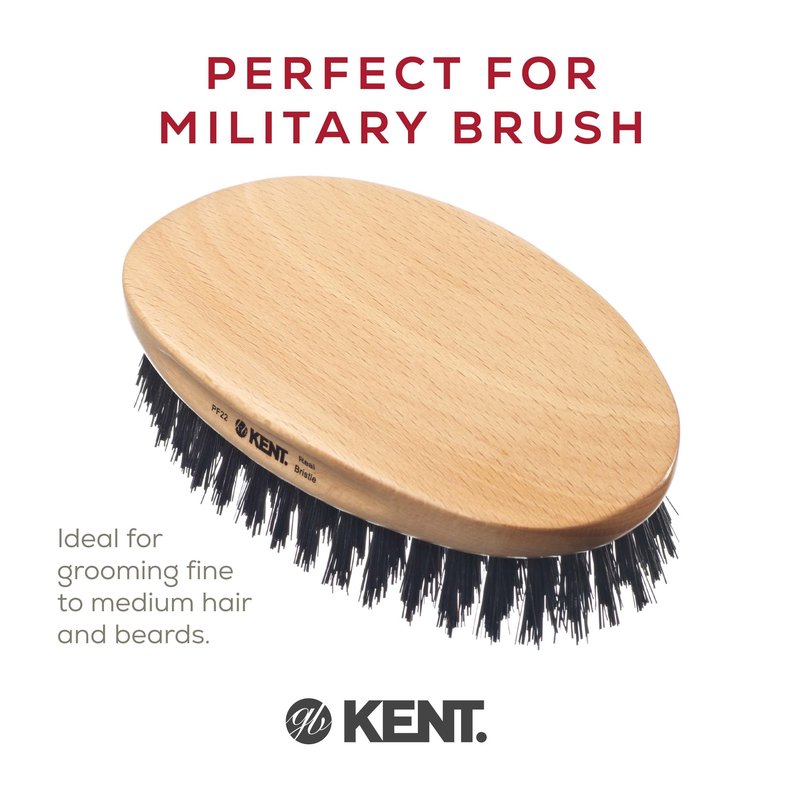 Kent Mens Grooming Kit: Extra Small Comb, Coarse Tooth Pocket Comb, Oval Palm Hair Brush for Beard and Mustache Care. Made in England