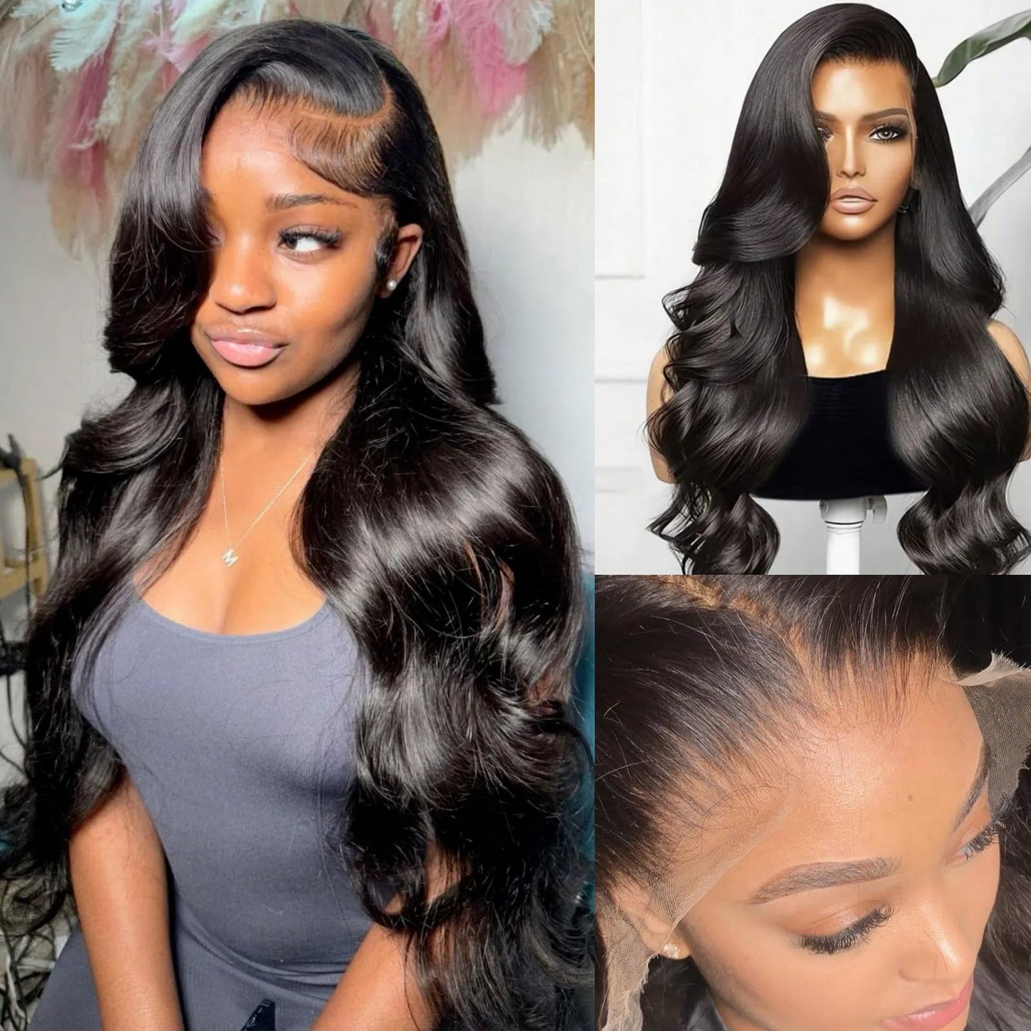 QDOMEIAI Real HD Lace Wig 13x4 Full Lace Frontal Wig 220% Density Body Wave HD Transparent Lace Front Wigs Virgin Human Hair Wigs Pre Plucked with Baby Hair (Natural Black 30 inch)