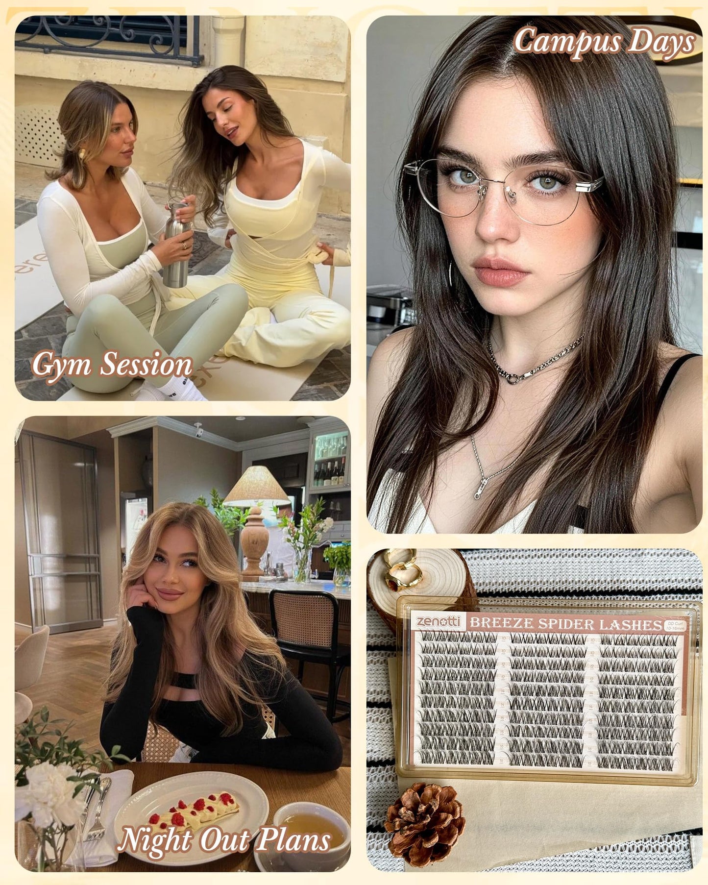 Spider Breeze Lash Clusters DD Curl 180PCS Natural Eyelash Clusters Wispy Cluster Eyelash Extensions Breeze Venus Lashes Cluster with Invisible Band Kim K Style Eyelash Extensions by zenotti