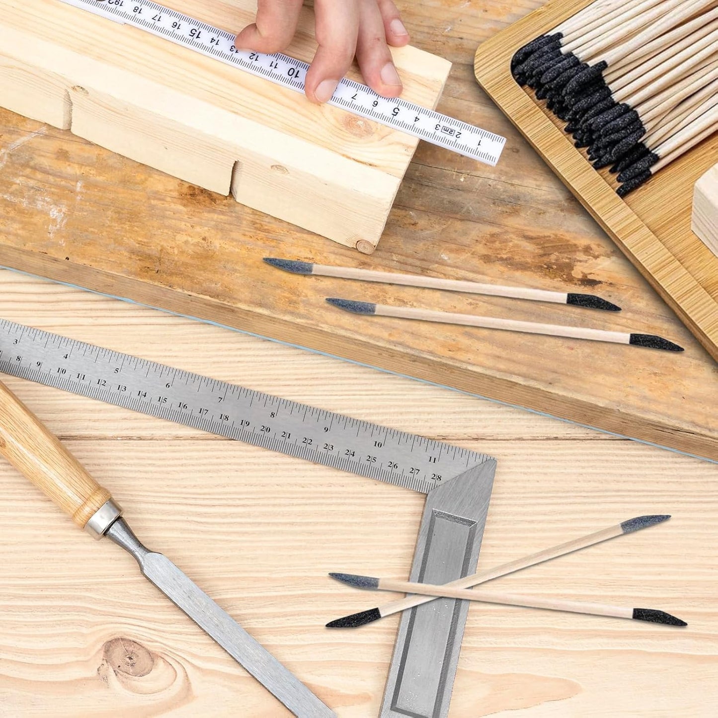 20/50Pcs Sanding Sticks, Double-Ended Matchstick Design Sanding Tools for Wood Plastic Models, 120/280 Grit Fine Detail Sander for Tight Spaces Crafts (5.4 x 0.2 Inch)