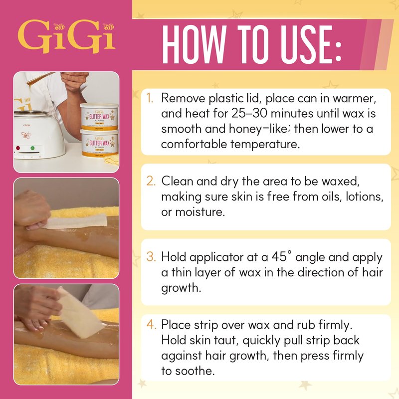 GiGi Glitter Wax – All-Purpose Soft Wax for Hair Removal, Gentle Formula for Face & Body, Ideal for Sensitive Skin, 14 oz