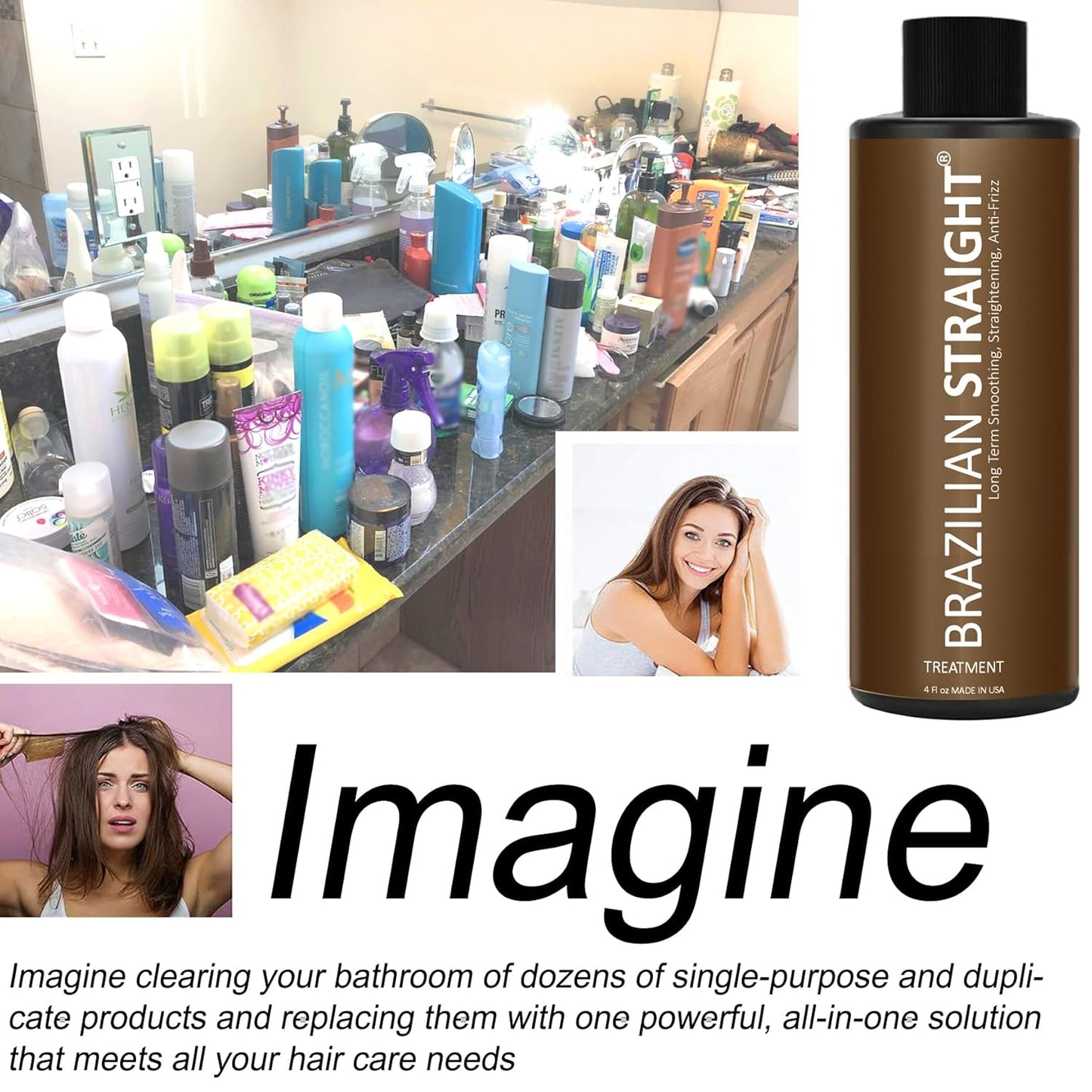 Brazilian Straight Keratin Hair Treatment - Formaldehyde-Free, Smooth & Shiny Results | 2PC Set