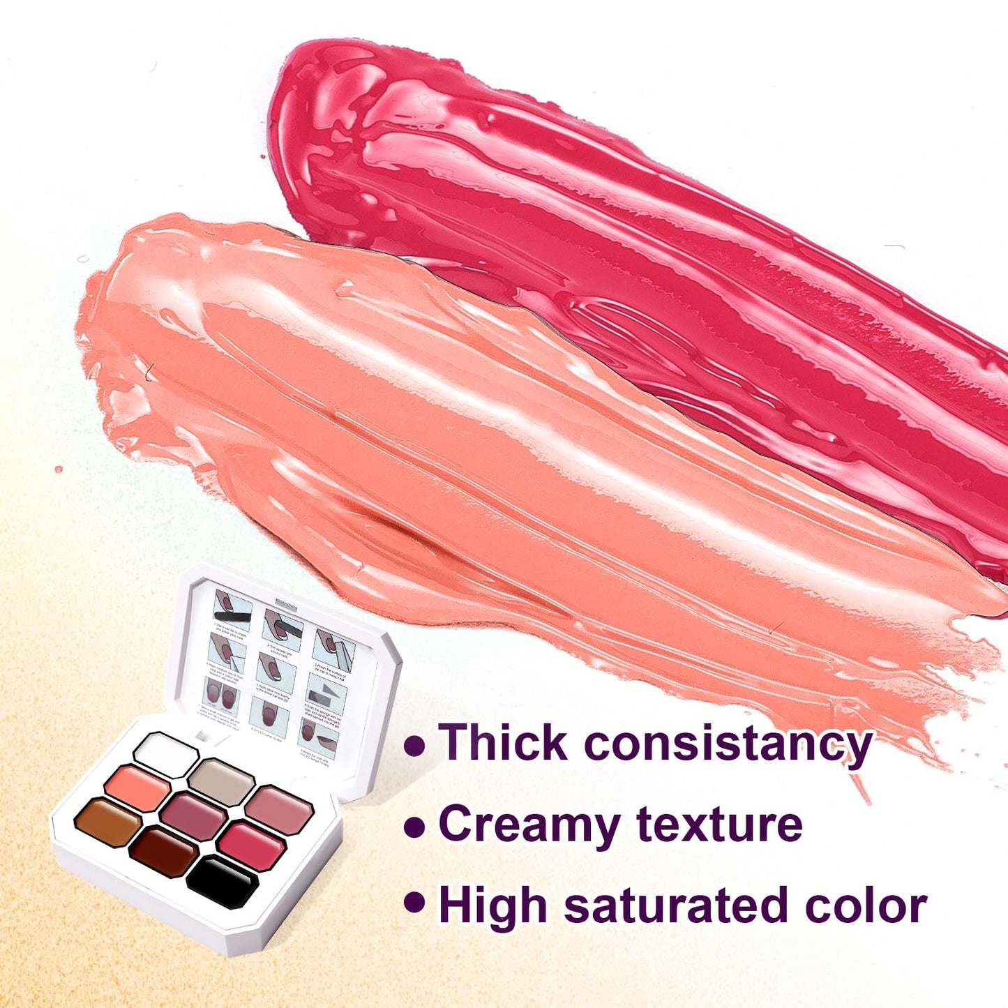 U-Shinein Gradient Painting Gel, 9 Colors Ombre Gel Nail Polish Nude Pink Almond Black&White for Pigment Pat Nails Nude Pink Almond Aura Nails, French Manicure DIY Nail Art Nude Rose Chroma