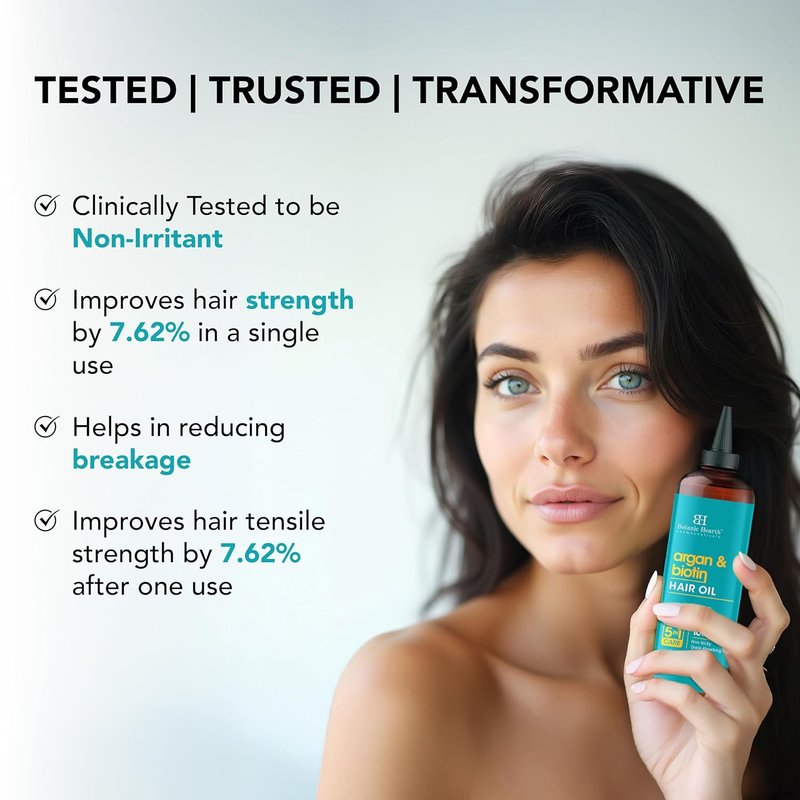 100% Pure Argan & Biotin Oil for Hair Growth - Nourishing Hair Treatment Oil 6.7 Fl Oz | Infused with Coconut Oil for Repairing Dry, Damaged Hair