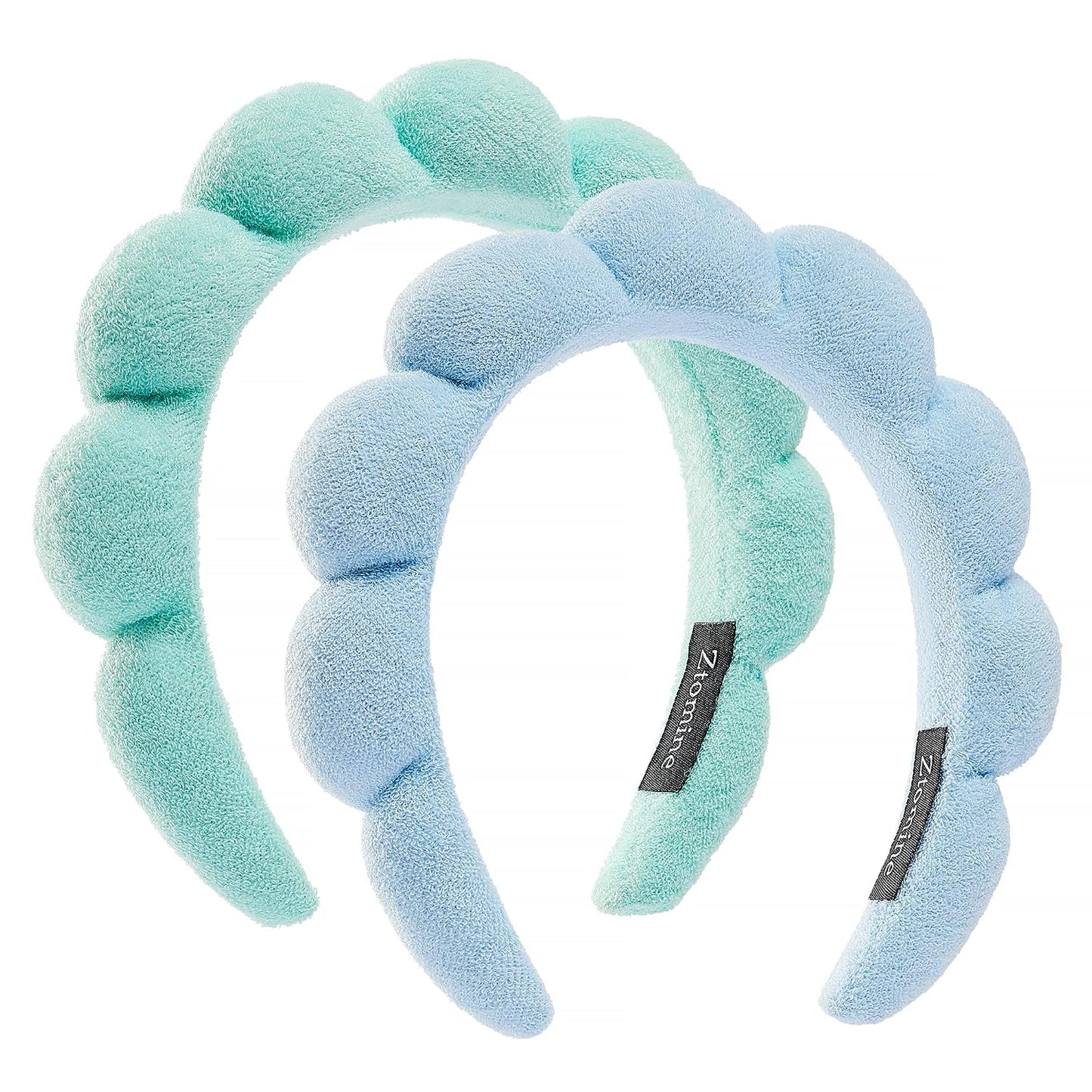 Spa Headbands for Face Washing | Soft Cotton Terry Cloth Set of 2 - Pink & Blue
