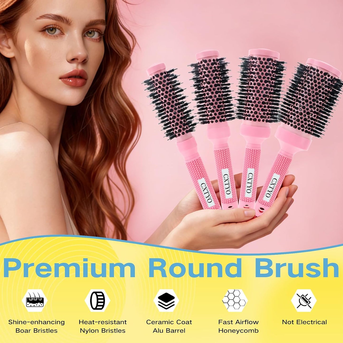 Medium Round Hair Brush - Nano Thermal Ceramic & Ionic Tech for Blowouts, Curling & Straightening | 2.9 Inch Barrel