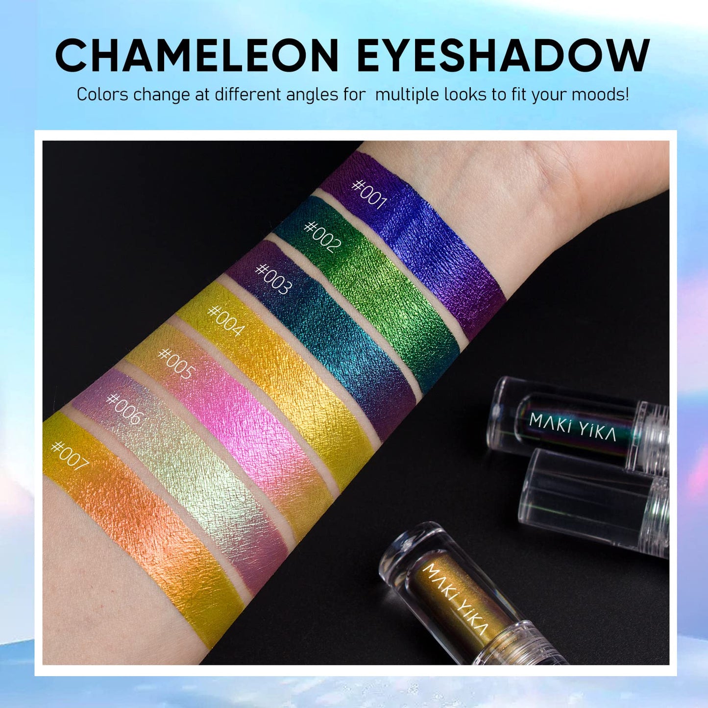MAKI YIKA Chameleon Liquid Eyeshadow,Metallic Eyeshadow Liquid Intense MultiColor Shifting, Sparkling,Multichrome Eye Shadow Glitter High Pigment Longer-Lasting With No Creasing,Quick-Drying Makeup