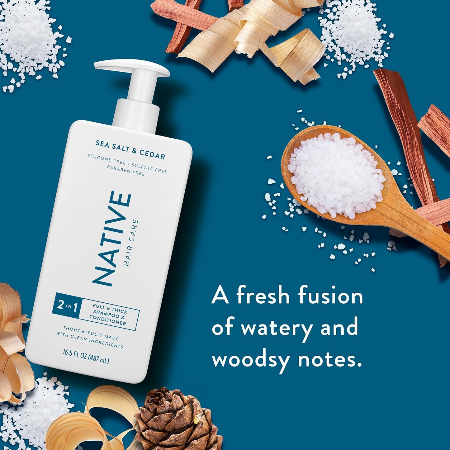 Native Sea Salt & Cedar 2-in-1 Shampoo & Conditioner Set - Moisturizing Formula, 16.5 fl oz