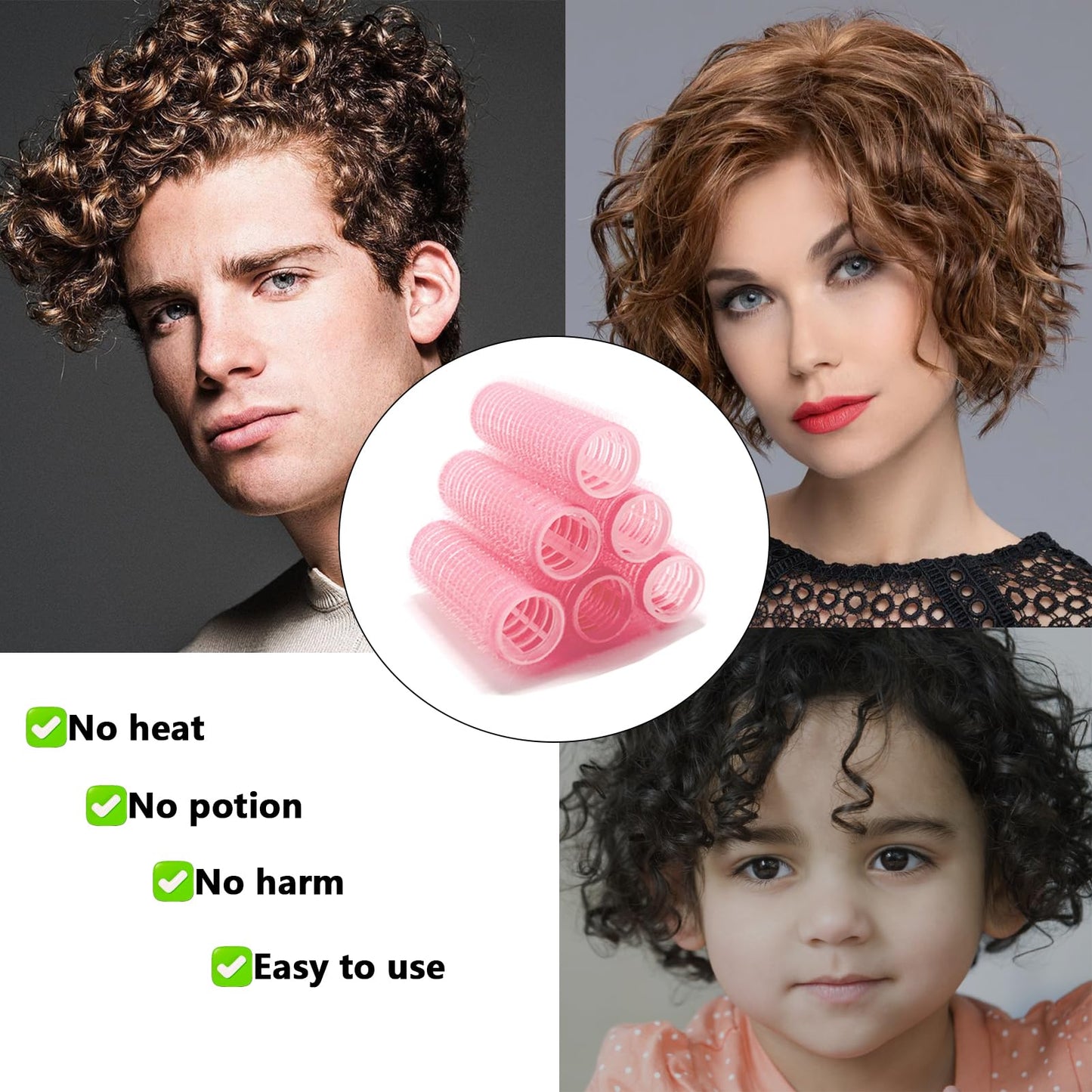 ZMD 18Pcs Self Grip Small Hair Rollers Curlers, Plastic Rollers Heatless Curlers Salon Dressing Curler DIY Curly Hair Hairstyle Roller for Women Girls Short Thin Fine Hair (0.8 x 2.4 Inch)