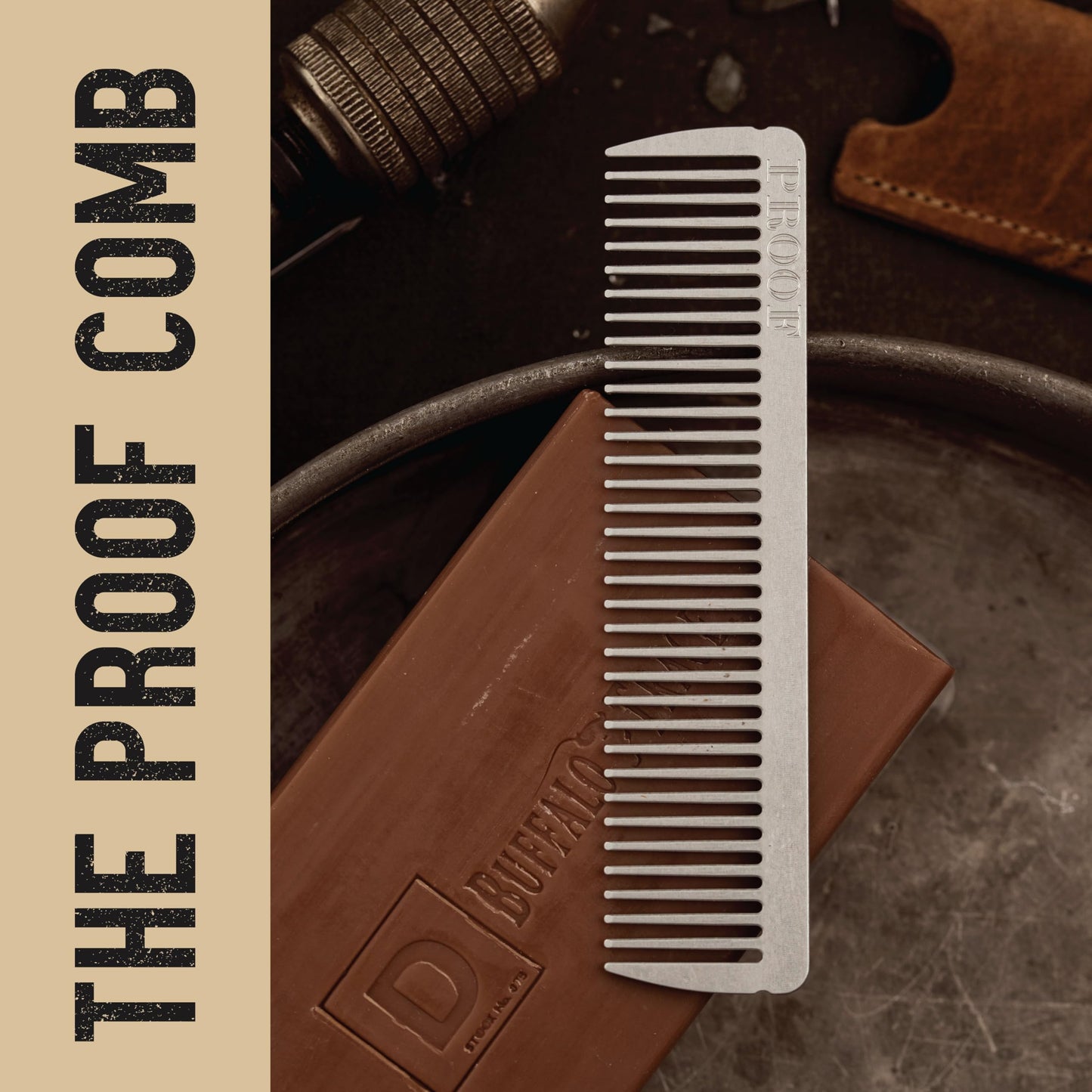 Proof Aluminum Metal Comb - CNC-Machined 6061 Aluminum Metal Hair Comb with Montana-Sewn Leather Case, Rust-Proof, Dent-Resistant, Durable & Travel-Ready Pocket Grooming Tool - Made in USA
