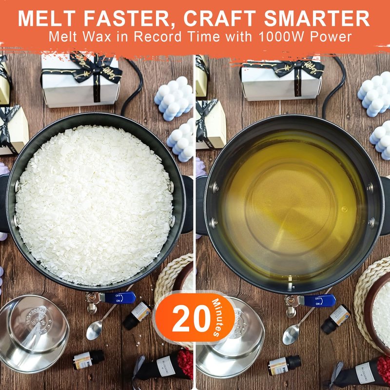 Leerie 12Lbs Digital Wax Melter for Candle Making - D6 Candle Wax Melting Pot with Accurate Temperature Control & Heating Core Brass Spout for DIY Home Business Candle Maker