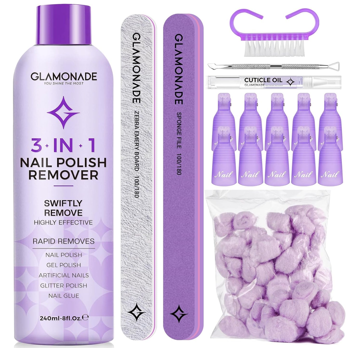 Acetone Nail Polish Remover - Professional Soak-Off Gel Formula with Aloe Vera | 8 Fl. Oz.