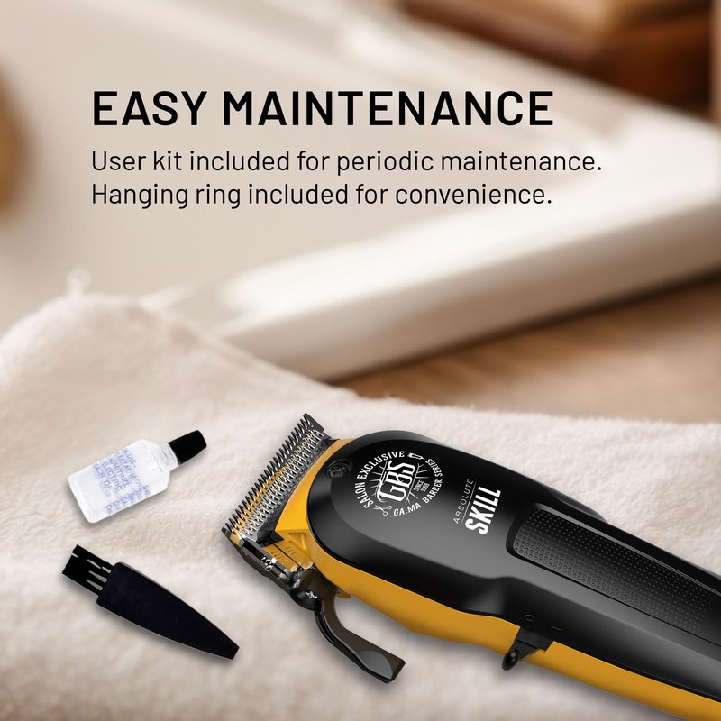 GA.MA Absolute Skill Professional Hair Clipper, Corded & Cordless, F-Wedge Blade for Fading, DLC Stainless Steel Blade, 60 Min Runtime