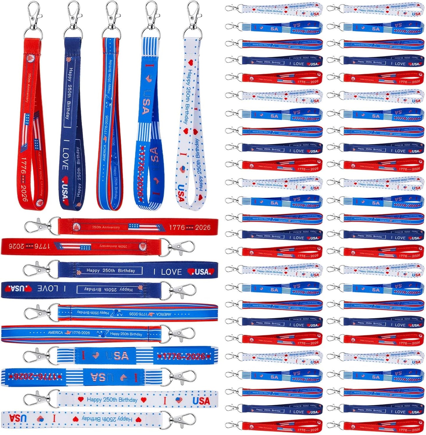 Patriotic Keychains - 5 Pcs USA Flag Keychains for 250th Anniversary | 4th of July Party Favors