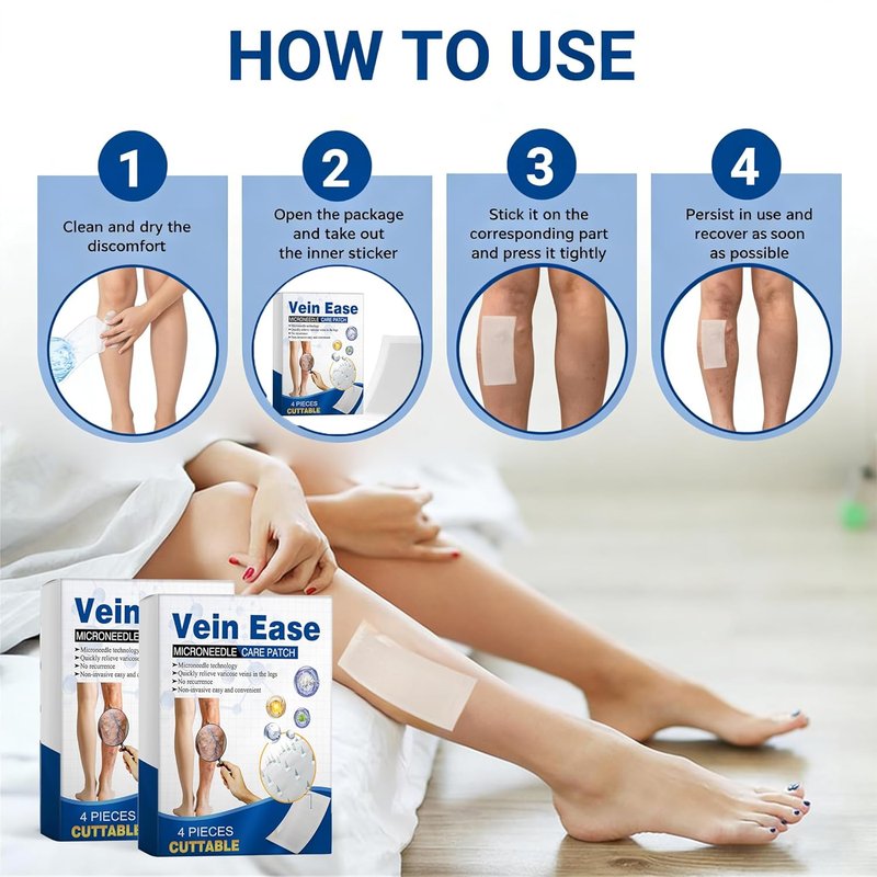 Vein Ease Microdarts Care Patch - Varicose Veins Treatment for Legs | Natural Ingredients, 2 Boxes