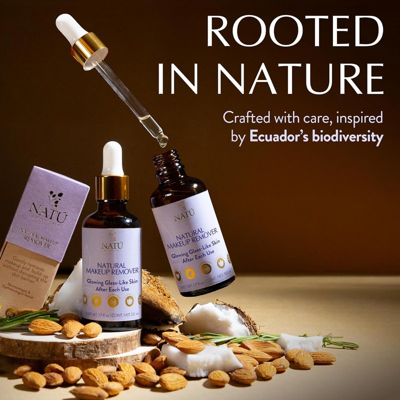 Natural Makeup Remover Oil Cleanser - Gentle Lip & Eye Makeup Remover | Nourishing Hydrating Formula for All Skin Types
