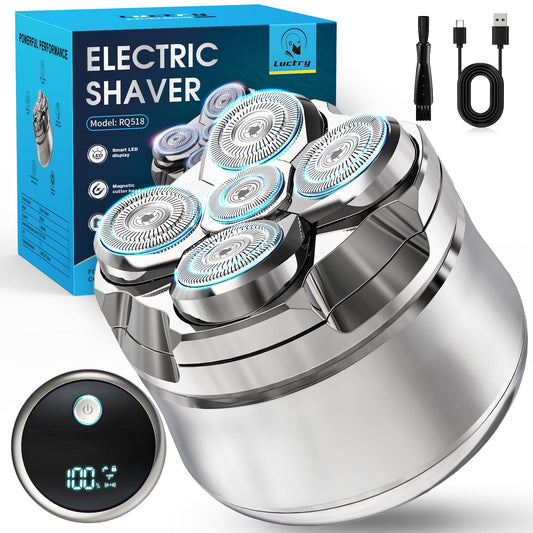 Luctry Head Shavers for Bald Men, Magnetic Electric Razor Hair Trimmer for Men Cordless Rechargeable Electric Shavers for Men 100% Waterproof Dry & Wet Beard Grooming Kit with Led Display