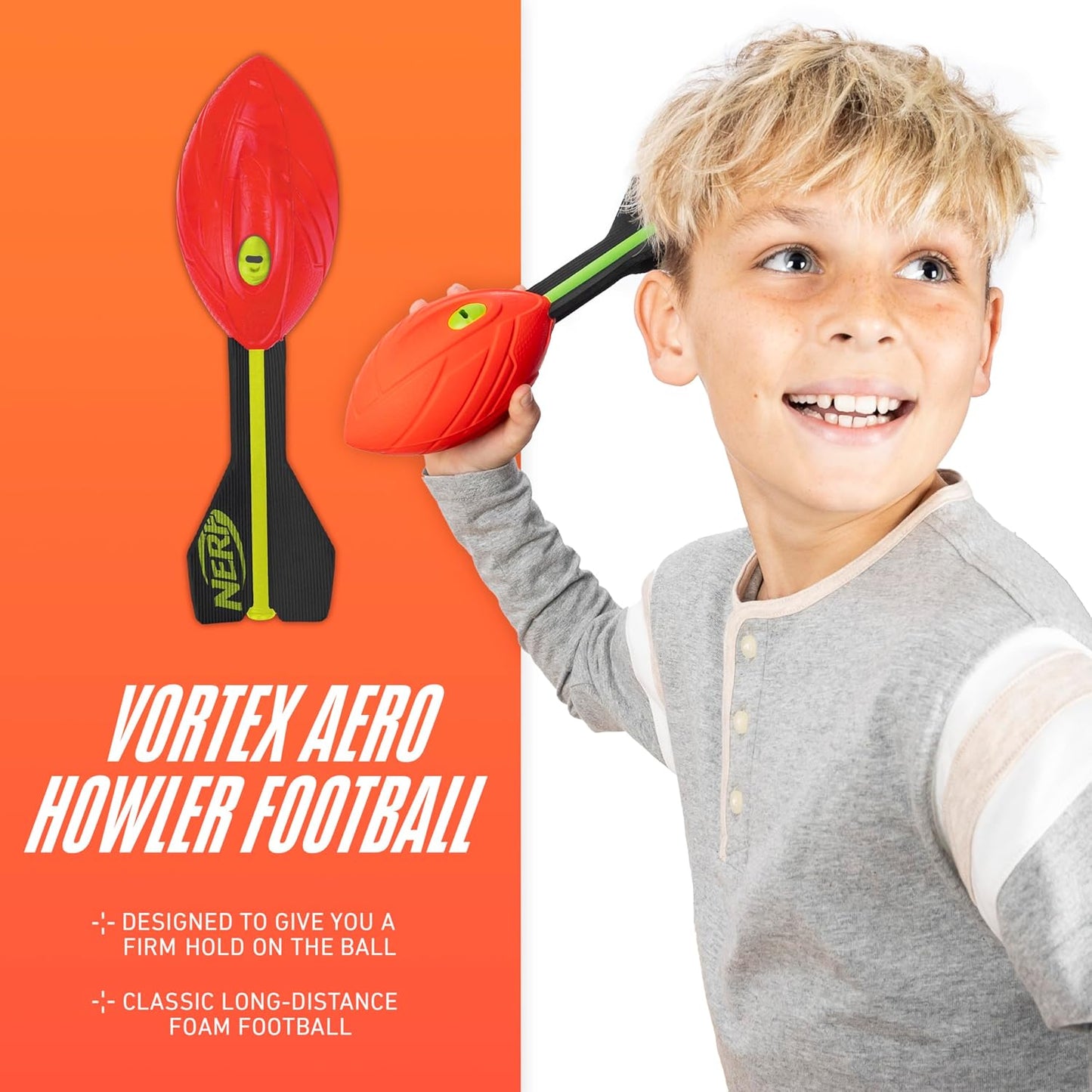 Nerf Vortex Aero Howler Foam Ball - Long-Distance Whistling Football for Indoor & Outdoor Play | Perfect Christmas Stocking Stuffer for Kids