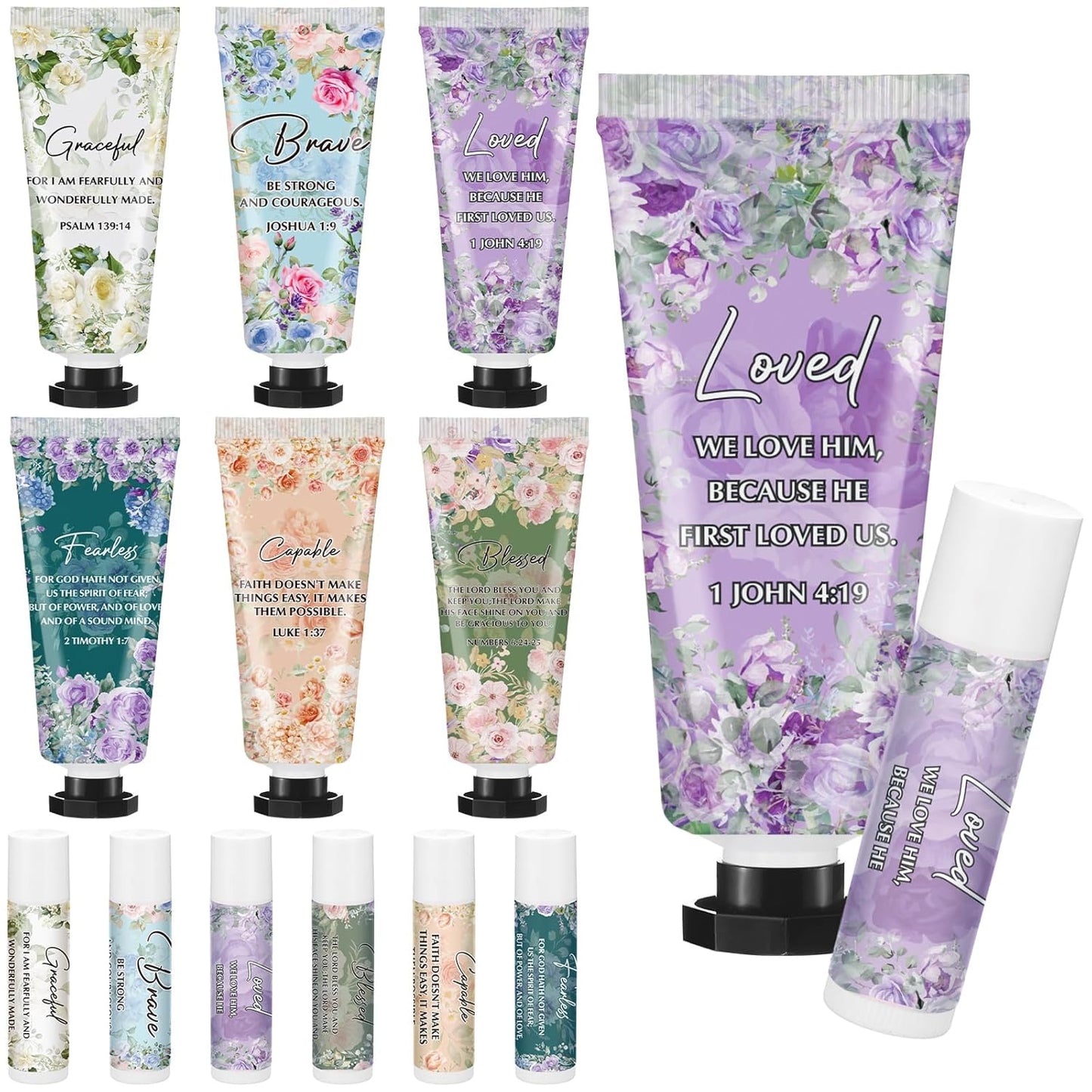 Christian Hand Cream & Lip Balm Gift Set - 6 Travel Size Sets | Perfect for Graduation & Mother's Day