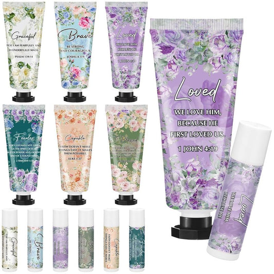 Christian Hand Cream & Lip Balm Gift Set - 6 Travel Size Sets | Perfect for Graduation & Mother's Day