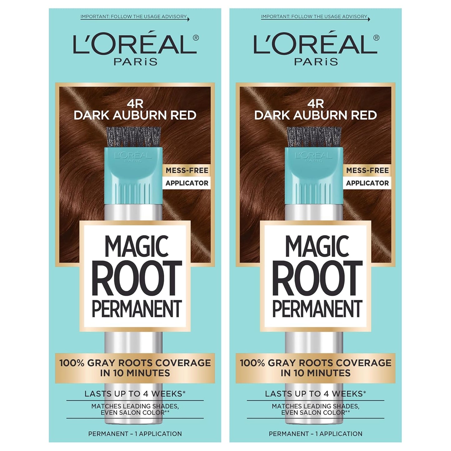 L'Oreal Paris Magic Root Hair Color Kit - 100% Gray Coverage in 10 Minutes | Dark Brown (2 Count)