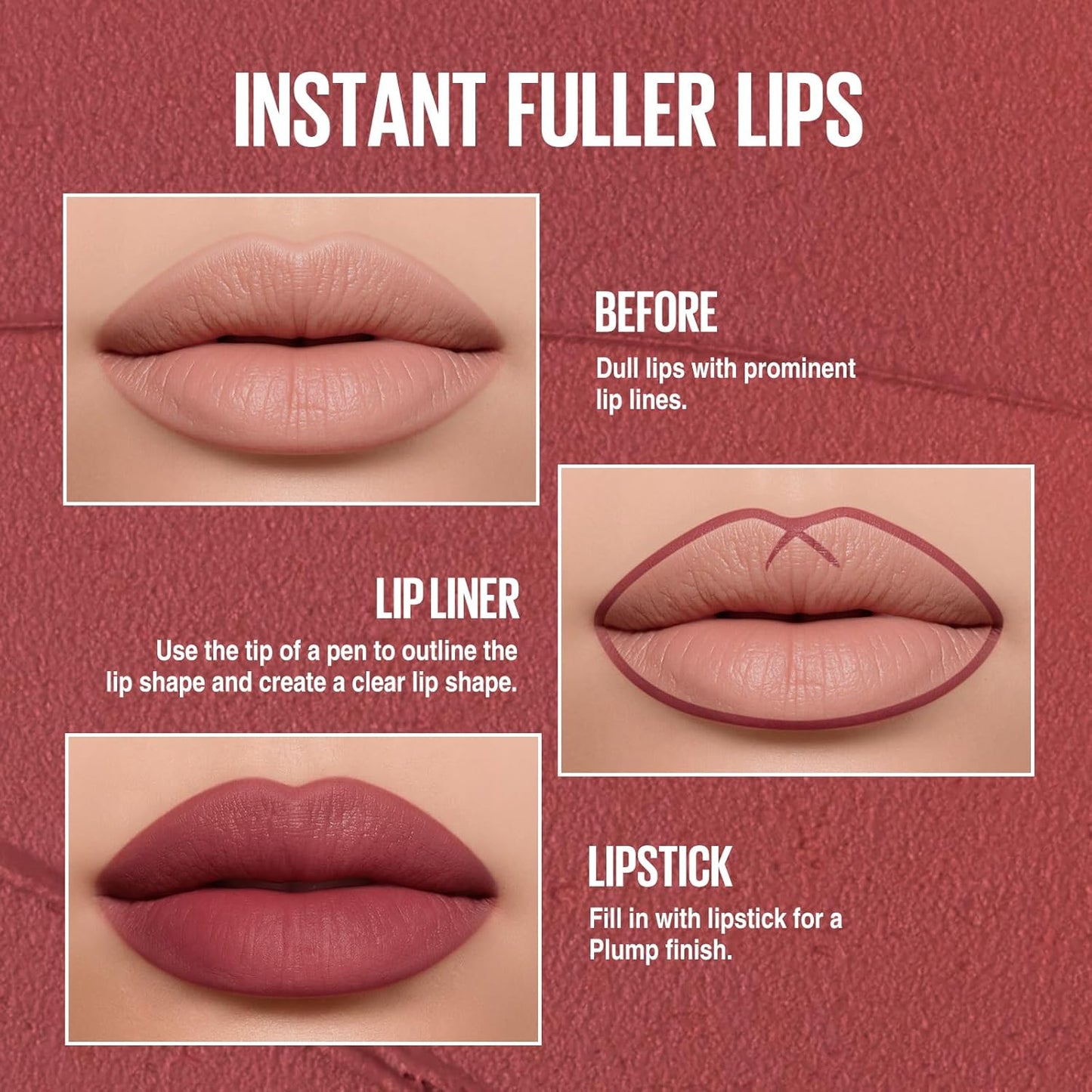 Langmanni Velvet Matte Lipstick Set - 8Pcs 2-in-1 Lip Liner & Full-Size Lipstick | Unique Teardrop Shape Gift for Women
