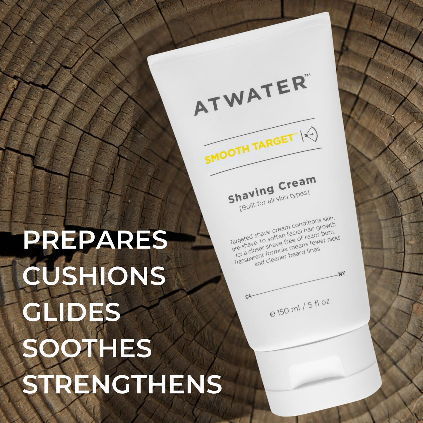 ATWATER Smooth Target Shaving Cream, Men's Pre-Shave and Shave Cream in One, Translucent Formula with Rosa Gallica Extract, Nick-Free Protection for Sensitive Skin - 5 oz (2-Pack)