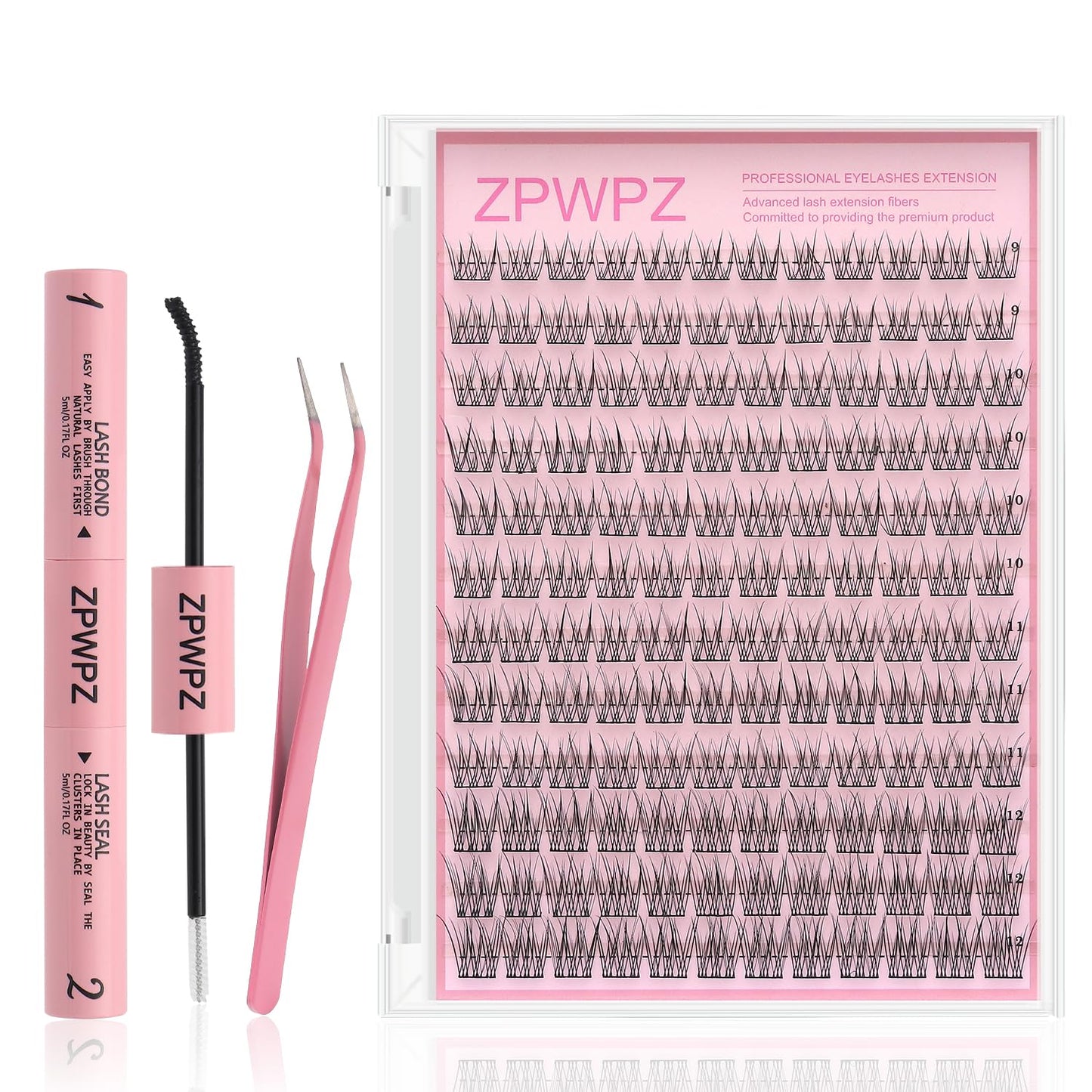 Manga Lash Clusters Kit - Spiky Eyelash Extensions with Bond & Seal | 144 Pcs Fishtail Design