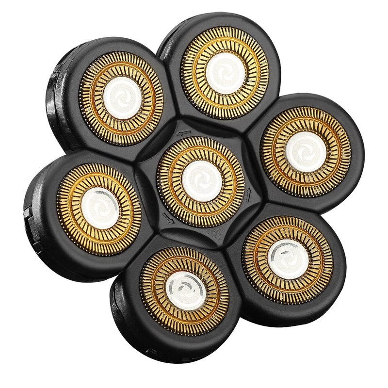 Universa 7 Blades Replacement Heads for Mainstream head shaver brands, Head Shaver Replacement Blades (7 Gold+black)