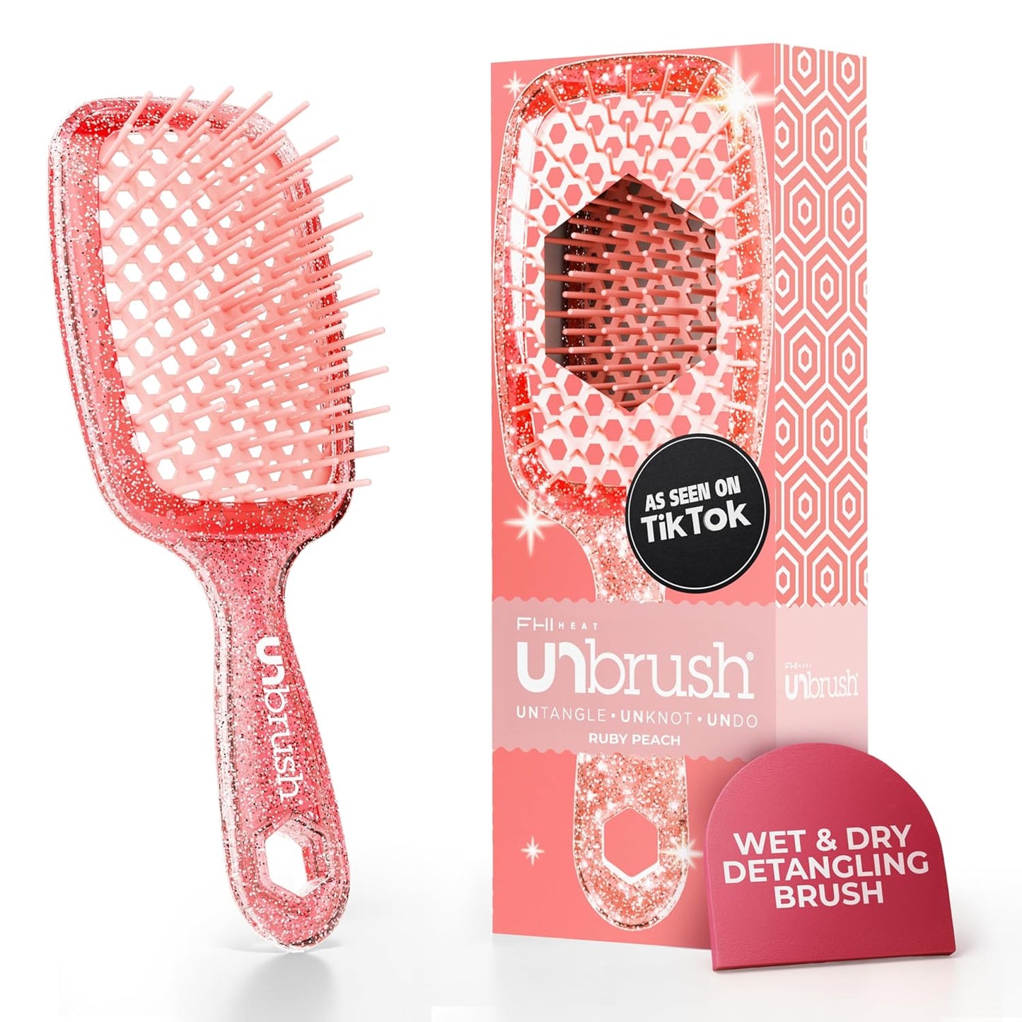 FHI Heat Detangling Brush - Pain-Free Brushing for Wet & Dry Hair | Durable DuoFlex Bristles, Lightweight, Cherry Blossom