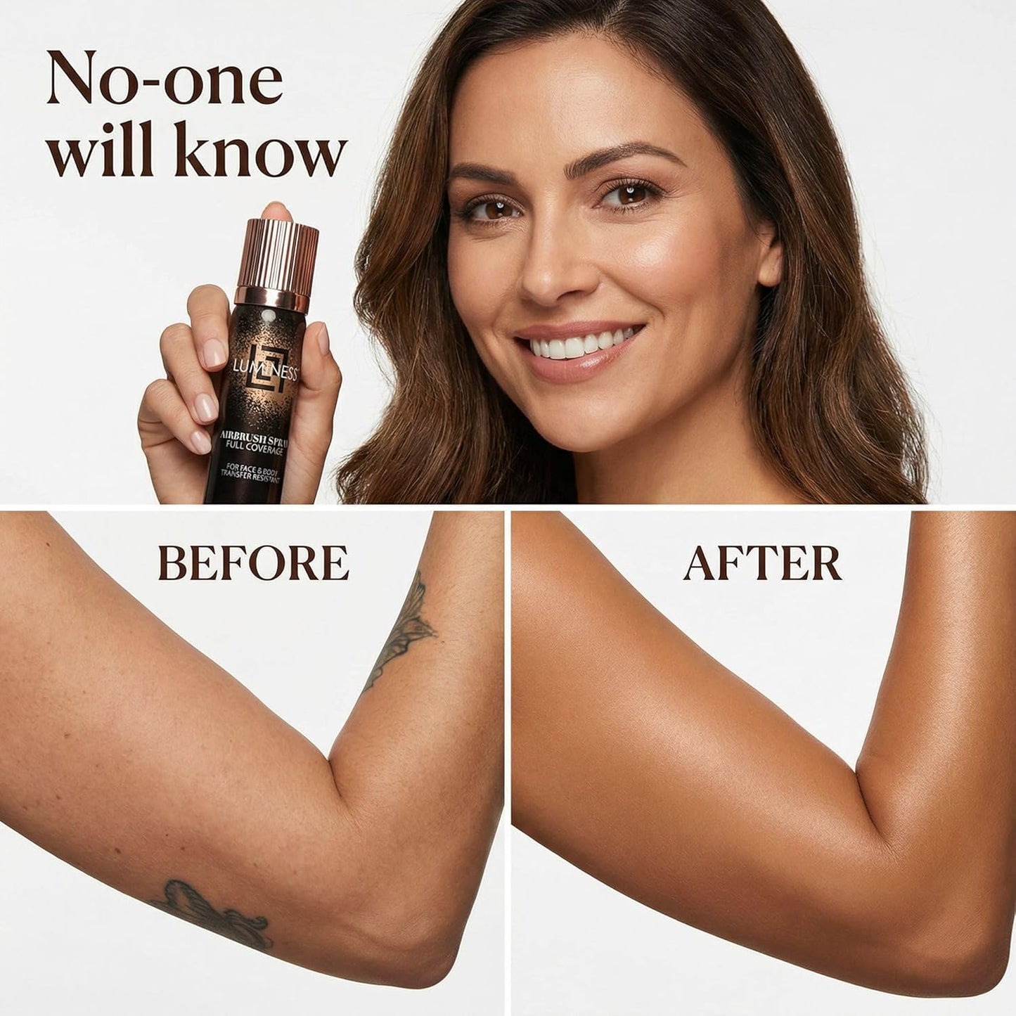 LUMINESS Airbrush Body Coverage Perfector - Waterproof Tattoo Cover Up Makeup | Full Coverage Foundation, 18-Hour Wear