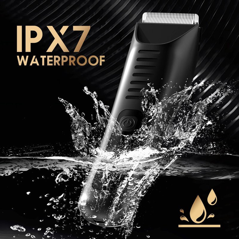 Body Hair Trimmer for Men - Pubic Hair Trimmer for Man - Electric Ball Shaver with LED Light - IPX7 Waterproof Wet/Dry Groomer kit for Groin -USB-C Rechargeable - Men's Pubic, Groin and Body Shave