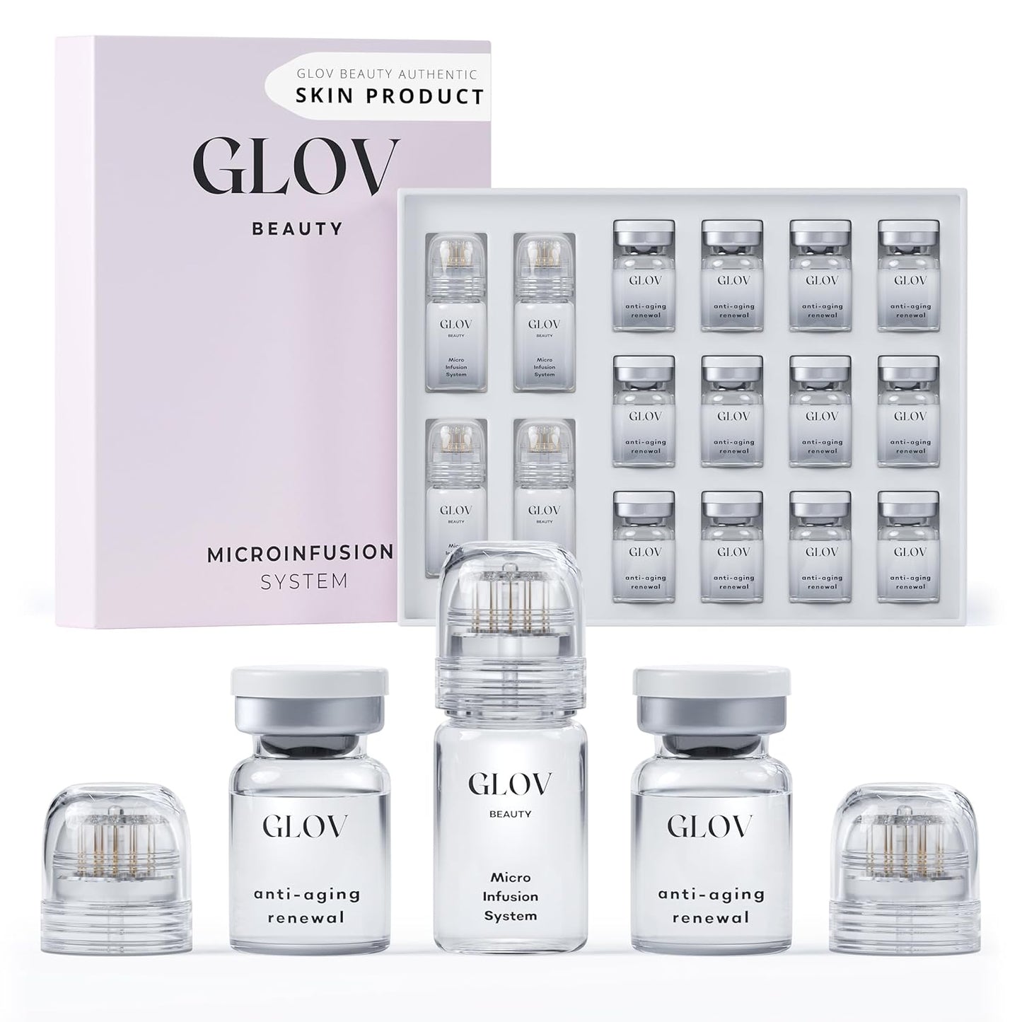Micro Infusion System for Face & Lips - 24k Gold Facial Stamp with Hyaluronic Acid & Collagen Peptides | 0.25mm, 3 Serums