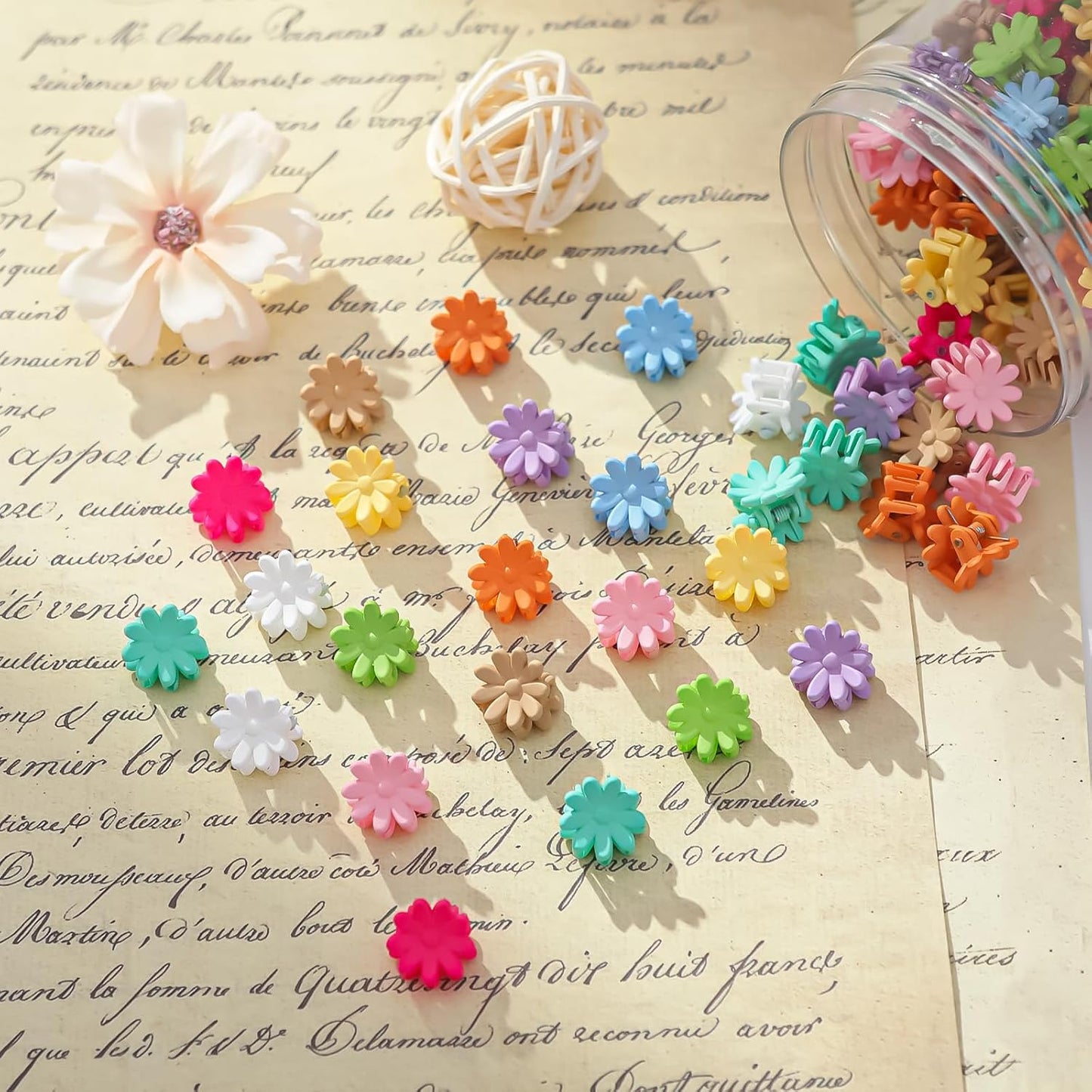 Mini Flower Hair Clips - Cute Claw Clips for Kids & Teens | 100Pcs Colorful Toddler Hair Accessories