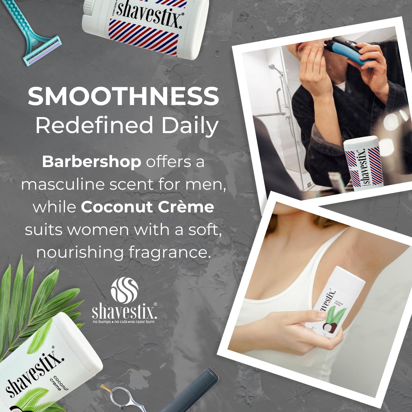 Travel Shaving Cream Stick Set 2 x 0.5 Oz | Coconut Crème - Barber Shop Combo Pack | Razors, Shavers Friendly Mini Hair Removal Cream Bar For Women, Men | Shavestix Shave Stick Travel Size Toiletries