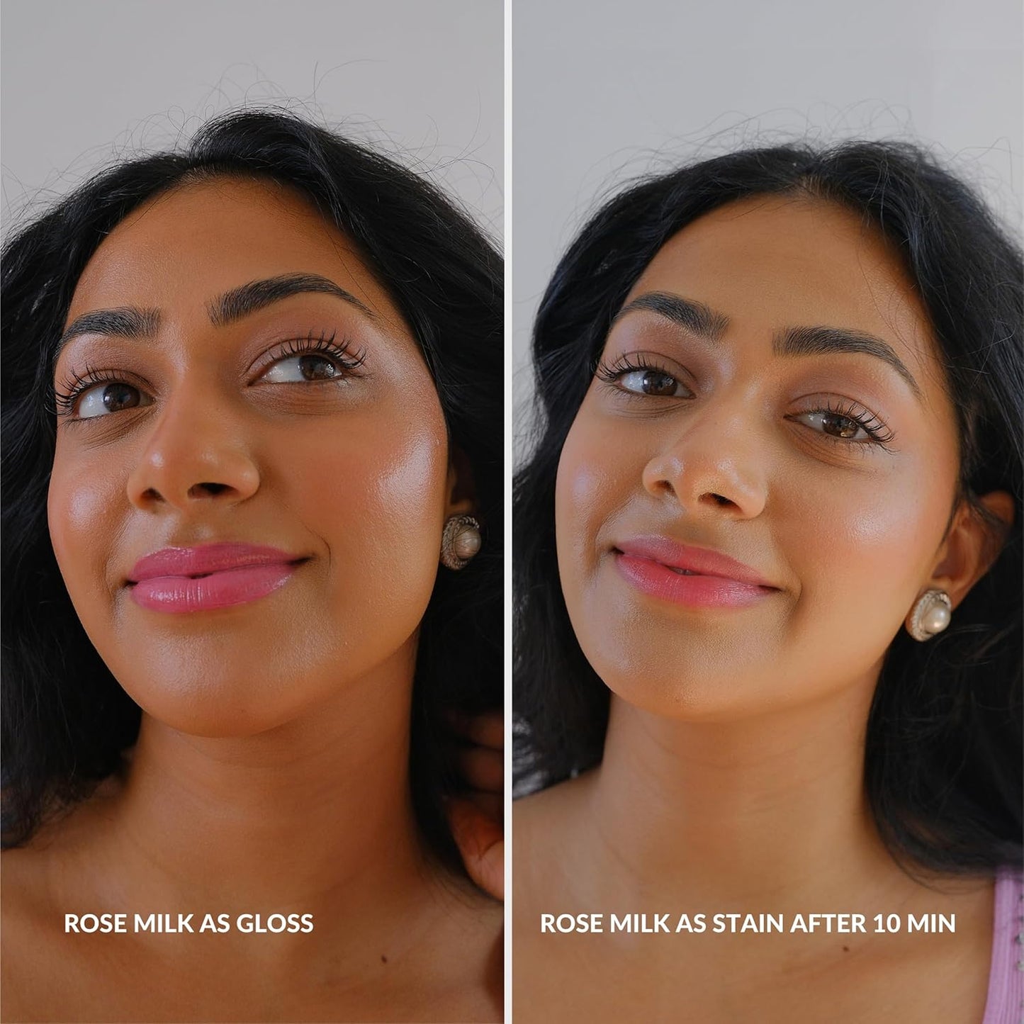 Hydrating Glossy Fruit Lip Stain - 2-in-1 Gloss & Long-Lasting Tint | Rose Milk, Lightweight Lip Makeup