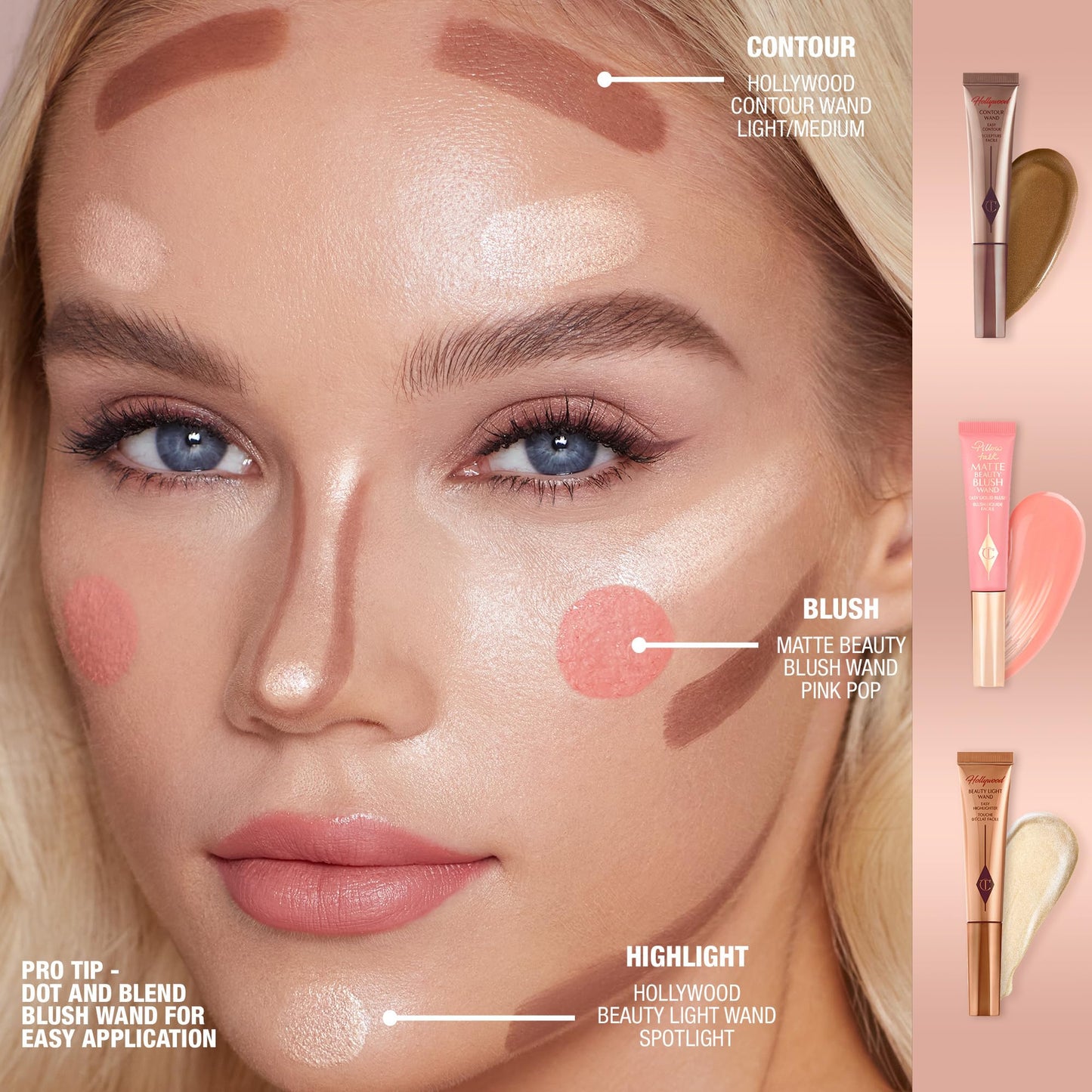Charlotte Tilbury Pillow Talk Matte Liquid Blush Wand - Matte Blush for Cheeks with Cushion Applicator - Infused with Lumi-Blur Technology for a Light-Reflecting, Soft-Focus Effect - Pillow Talk