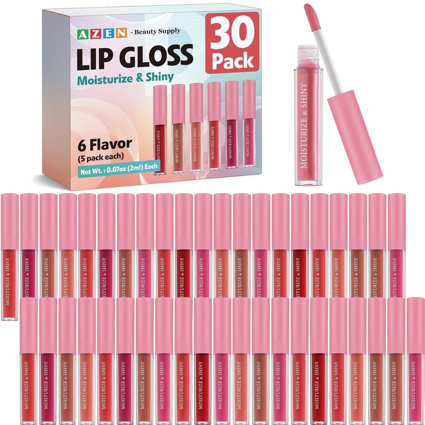 Shimmery Lip Gloss Bulk Set - 30 Pack for Women & Girls | Rich Colors for Mother's Day Gifts