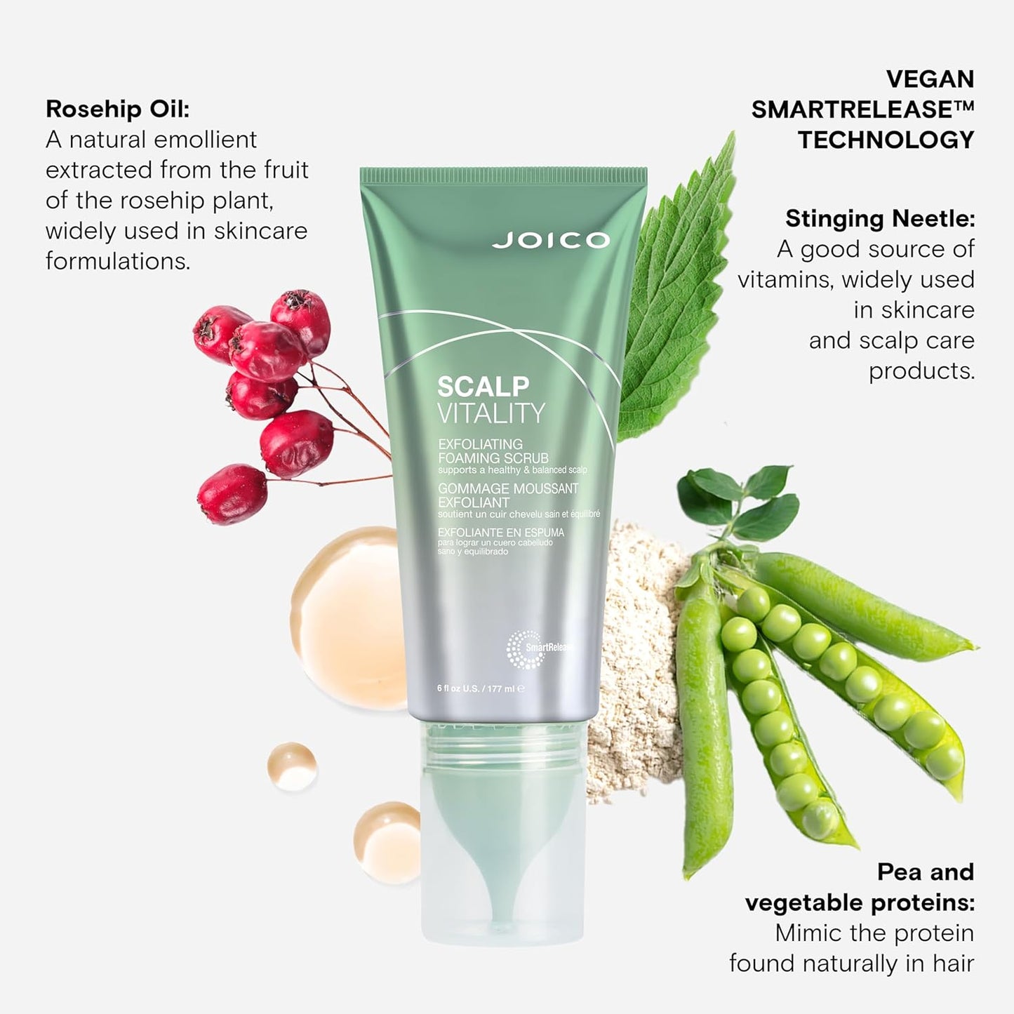 Joico Scalp Vitality Exfoliating Foaming Scrub - Healthy Scalp Support | Removes Oil & Buildup | 6 Fl Oz