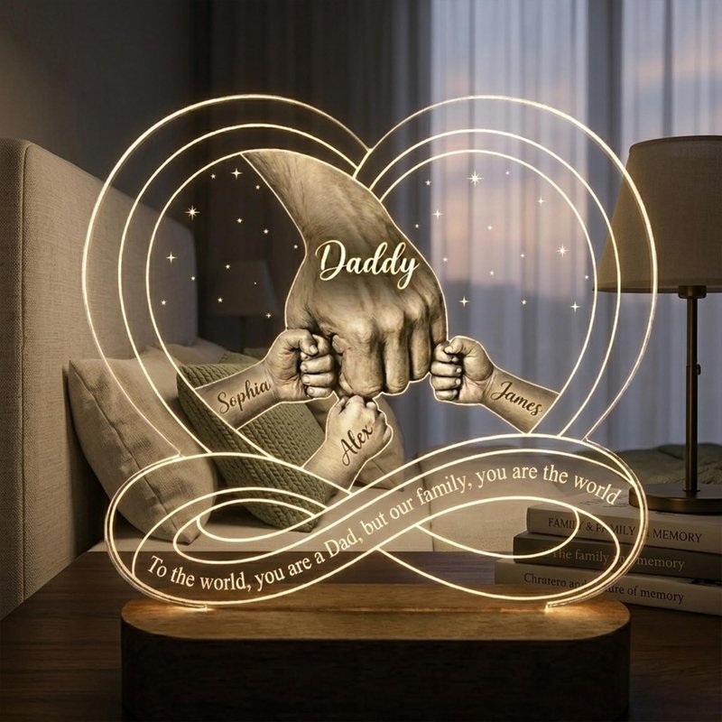 Noni Personalized First Bump Acrylic Night Light Stand, Custom Father's Night Light Decor for Dad, Gift for Husband, Grandpa, Father Day Ideas Decor