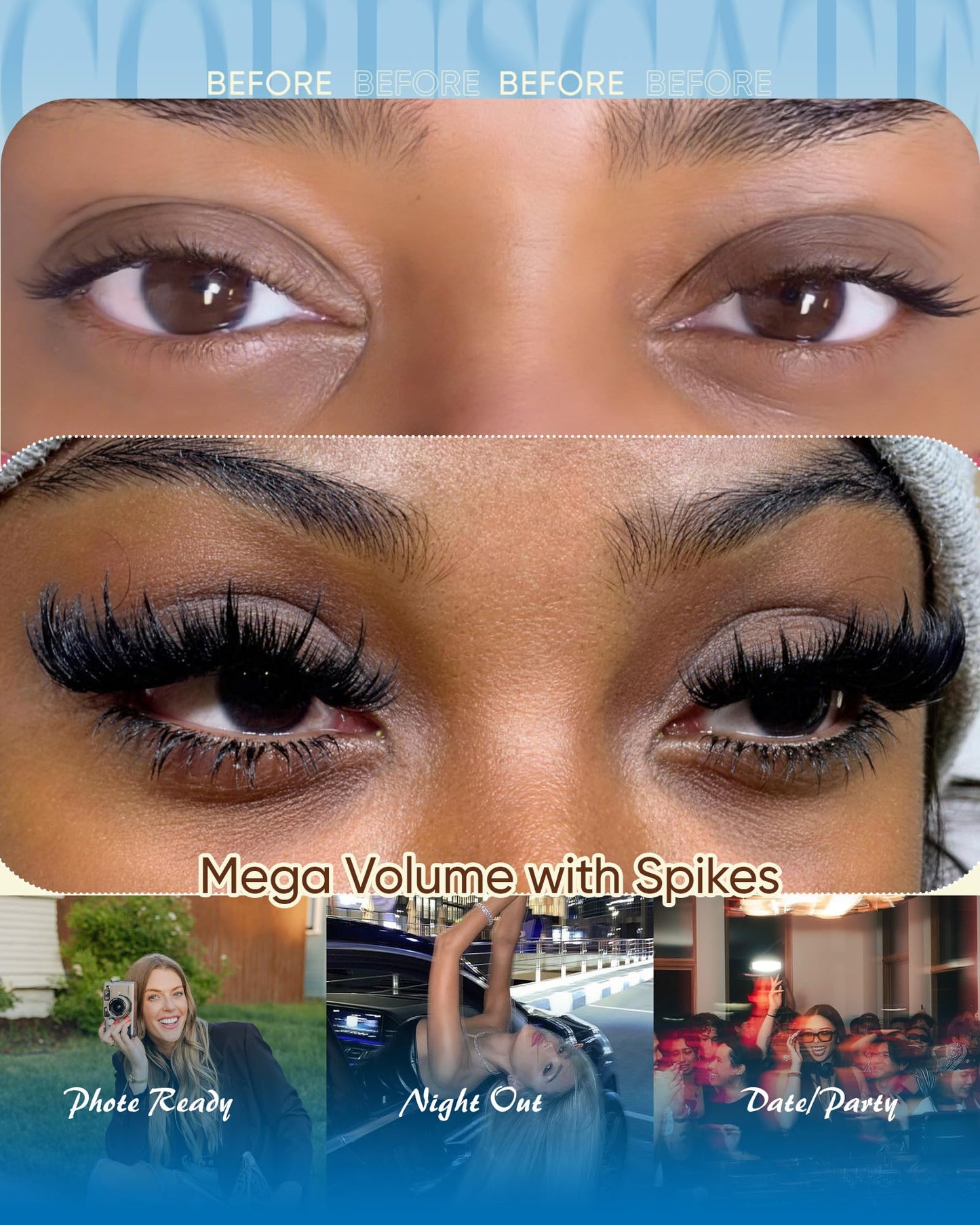 CORUSCATE Lash Clusters Spikes Eyelash Clusters Mink Volume Cat Eye Lashes