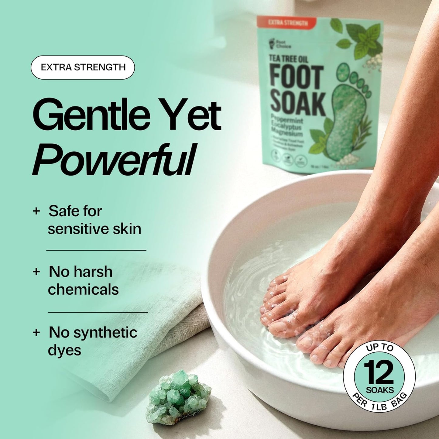 Tea Tree Oil Foot Soak - Epsom Salt for Toenail Repair & Odor Elimination | 16 oz, Made in USA