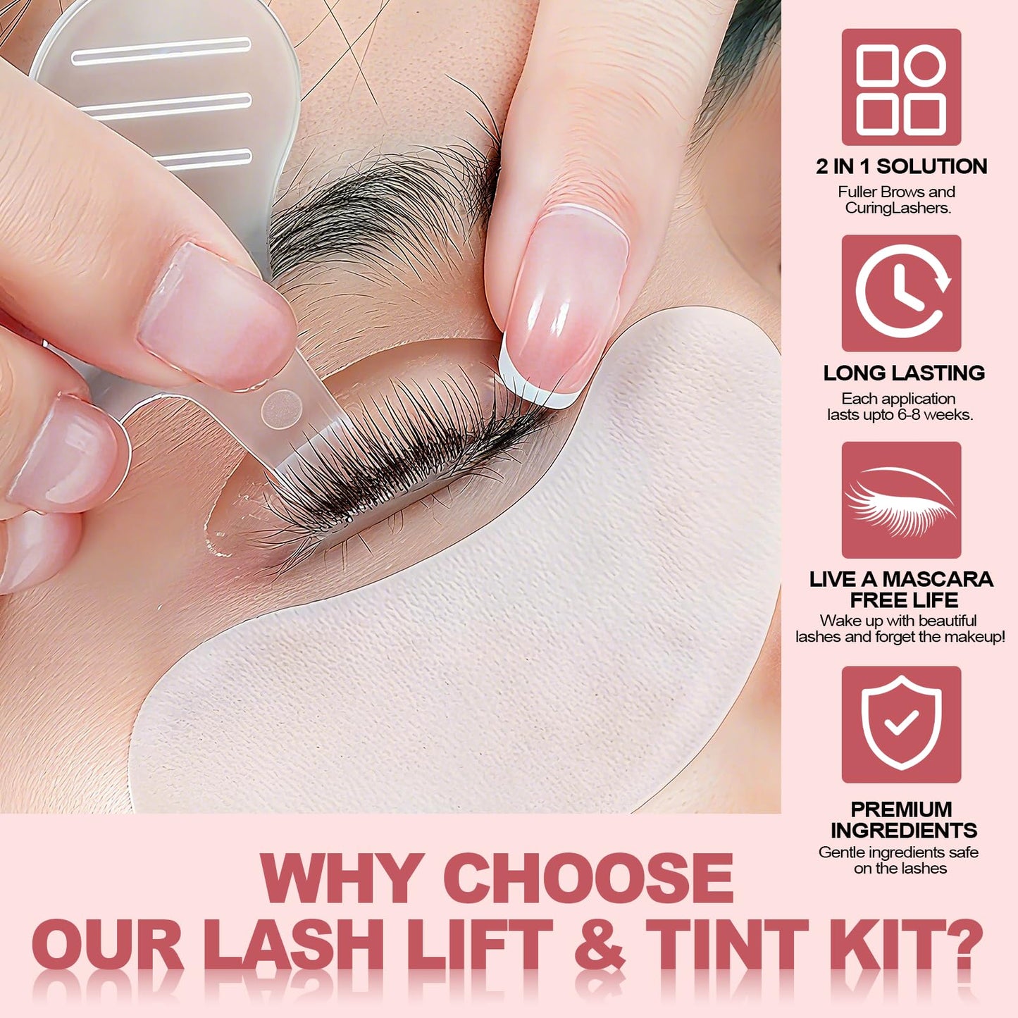 Lash Lift and Color Kit, Eyelash Lift Kit for Long-Lasting Curl,Black Eyebrows & Eyelashes Color-Natural Eyelash Perm Curling Set, DIY Lash Lamination Set for Beginner, Salon and Home Use